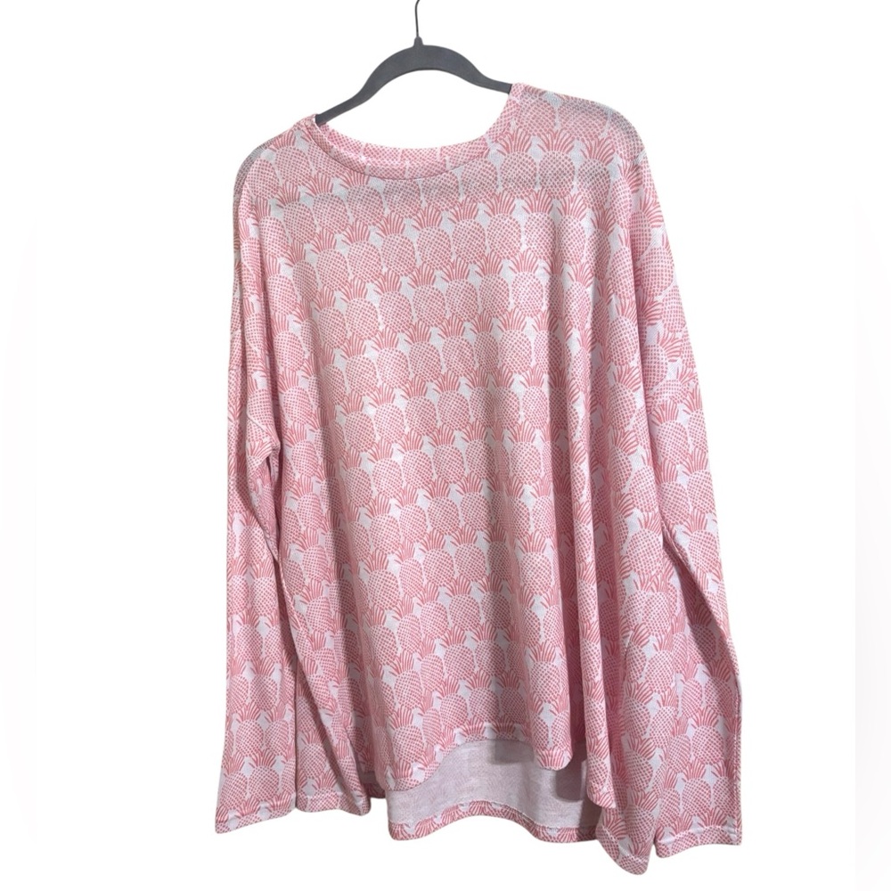 Smith & Quinn Pink Pineapple Long Sleeve Oversized Top Large